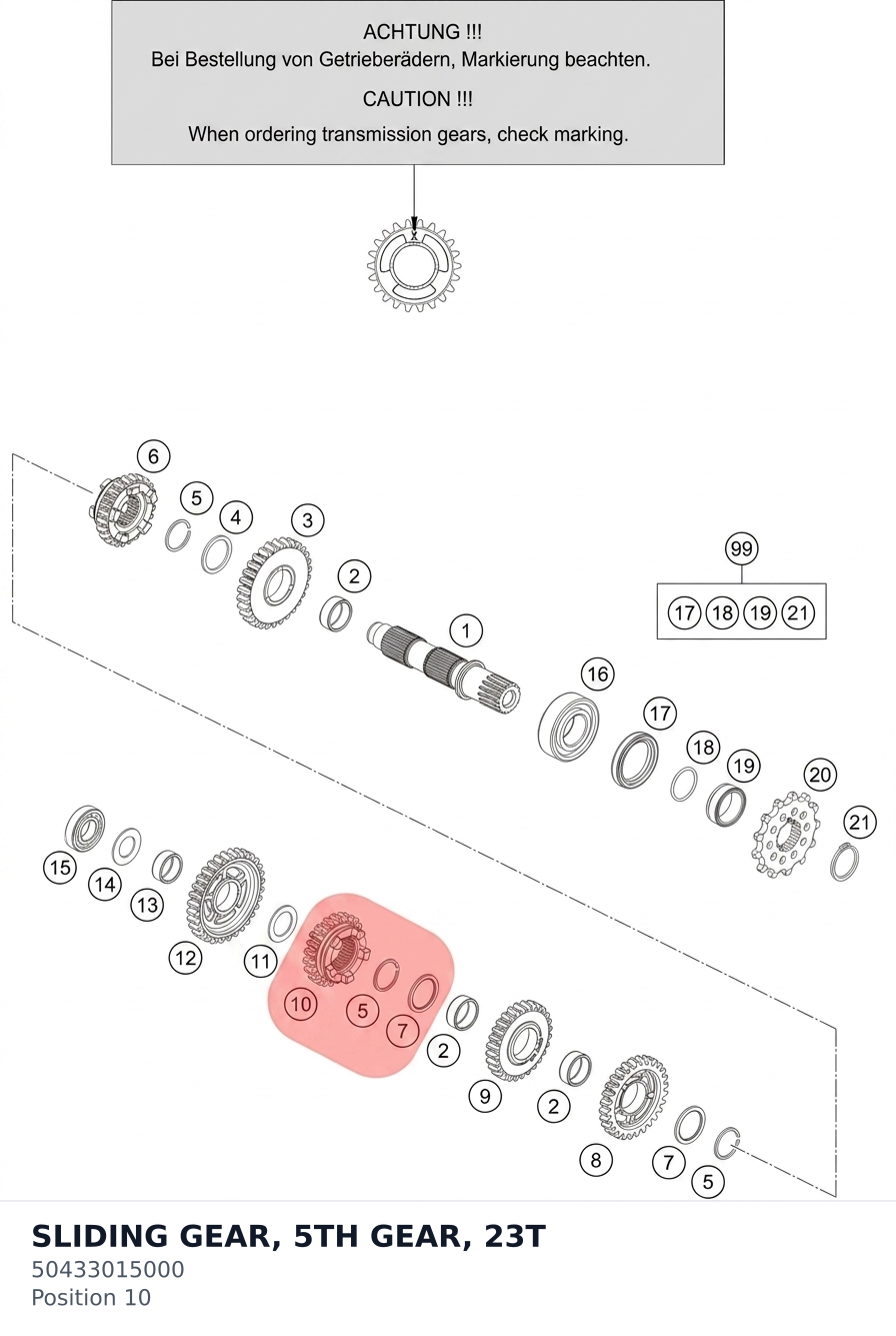 Diagram preview: SLIDING GEAR, 5TH GEAR, 23T (50433015000)