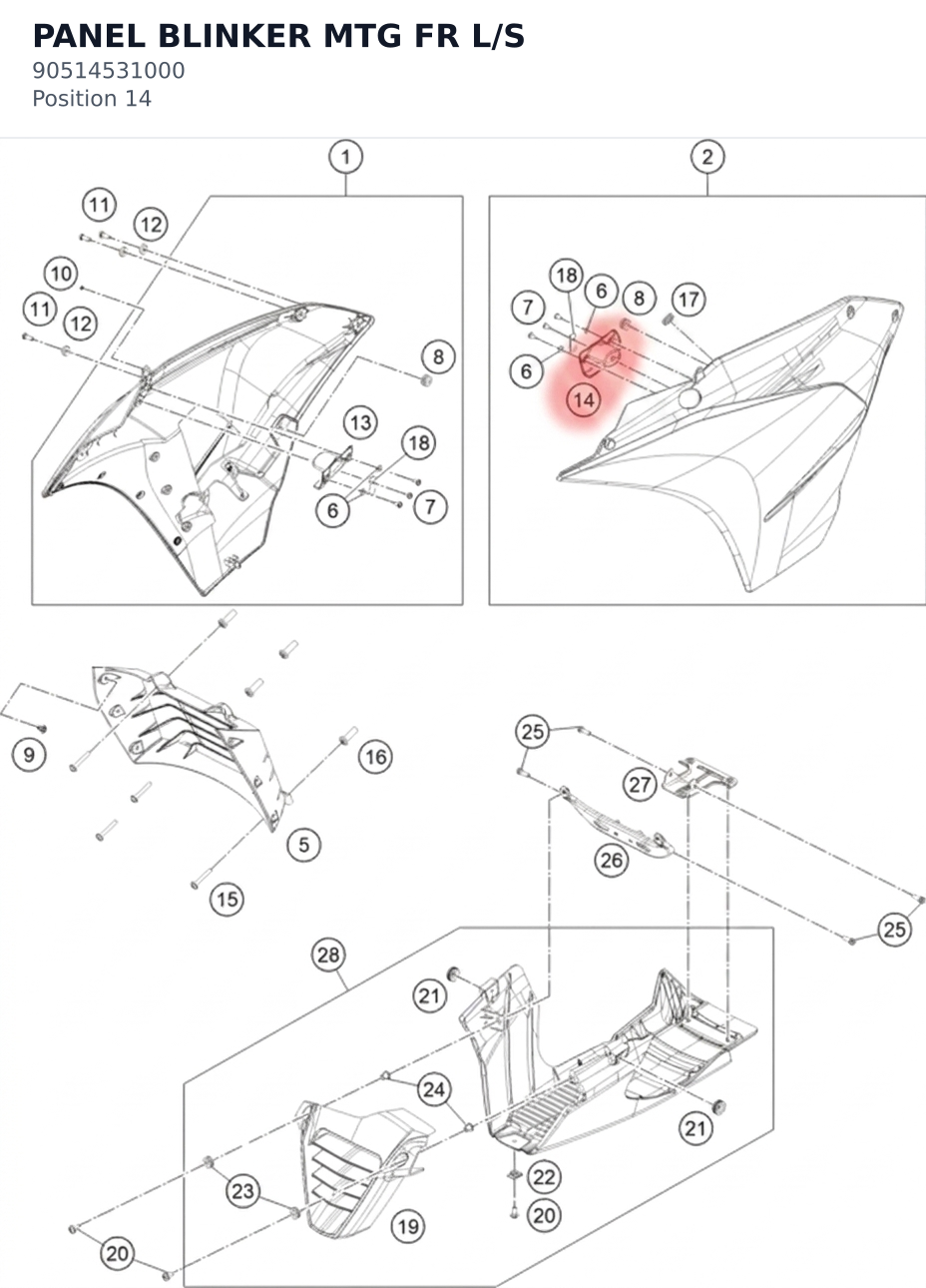 Diagram preview: PANEL BLINKER MTG FR L/S (90514531000)