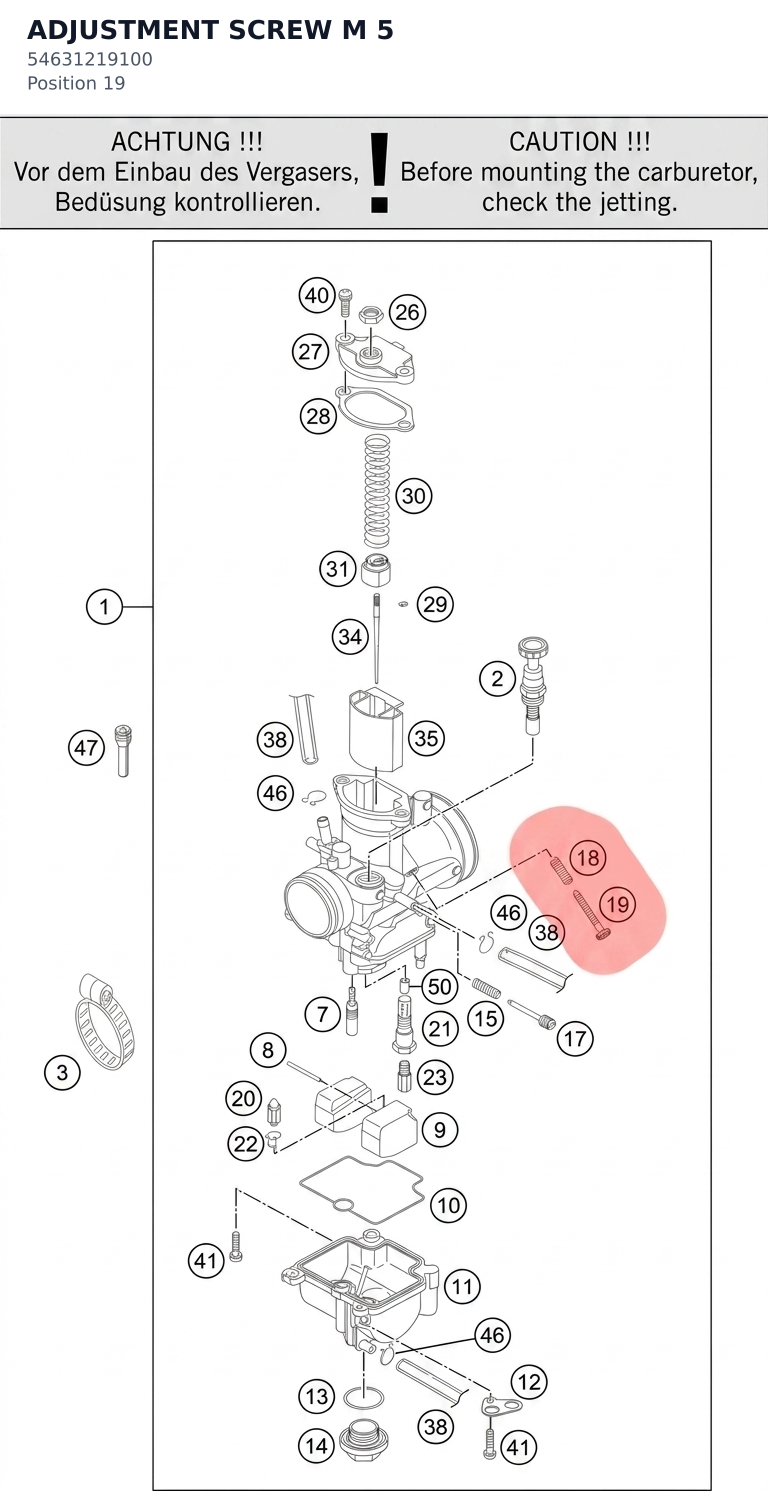 Diagram preview: ADJUSTMENT SCREW M 5 (54631219100)
