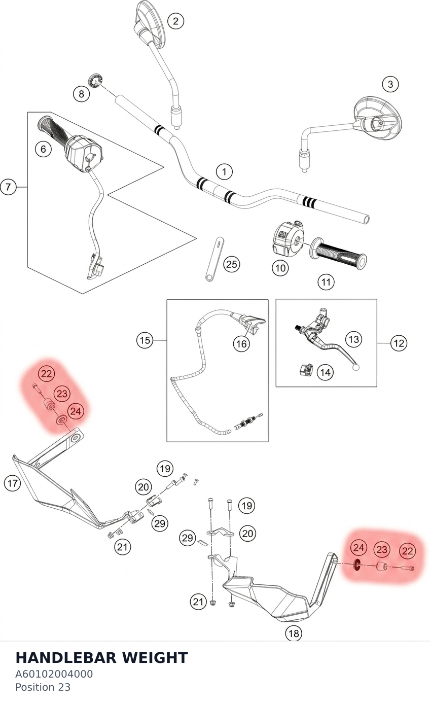 Diagram preview: HANDLEBAR WEIGHT (A60102004000)
