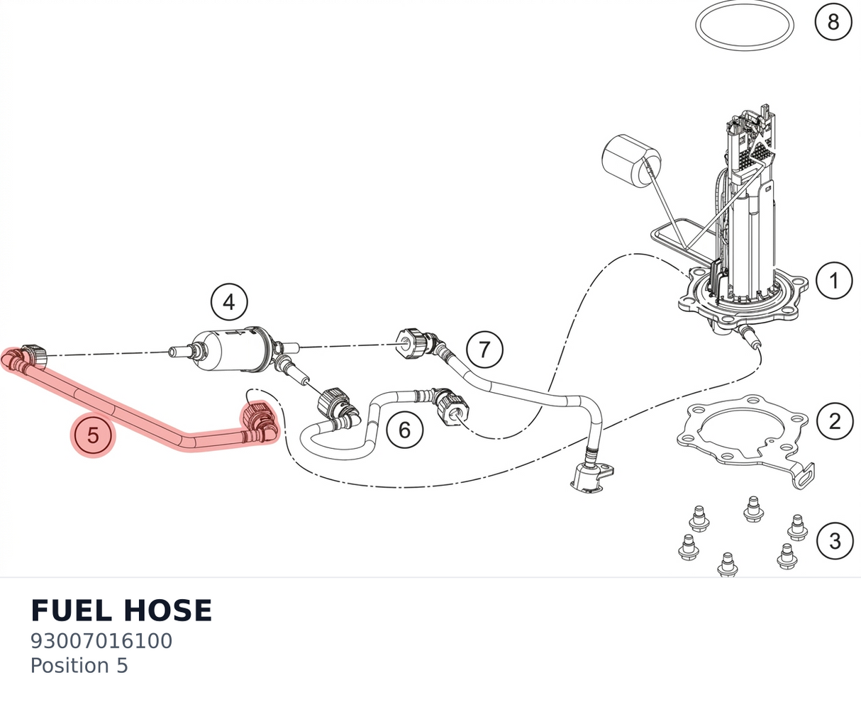 Diagram preview: FUEL HOSE (93007016100)