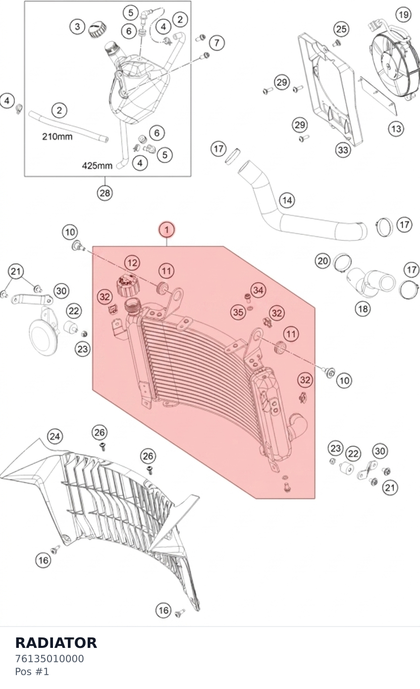 Diagram preview: RADIATOR (76135010000)