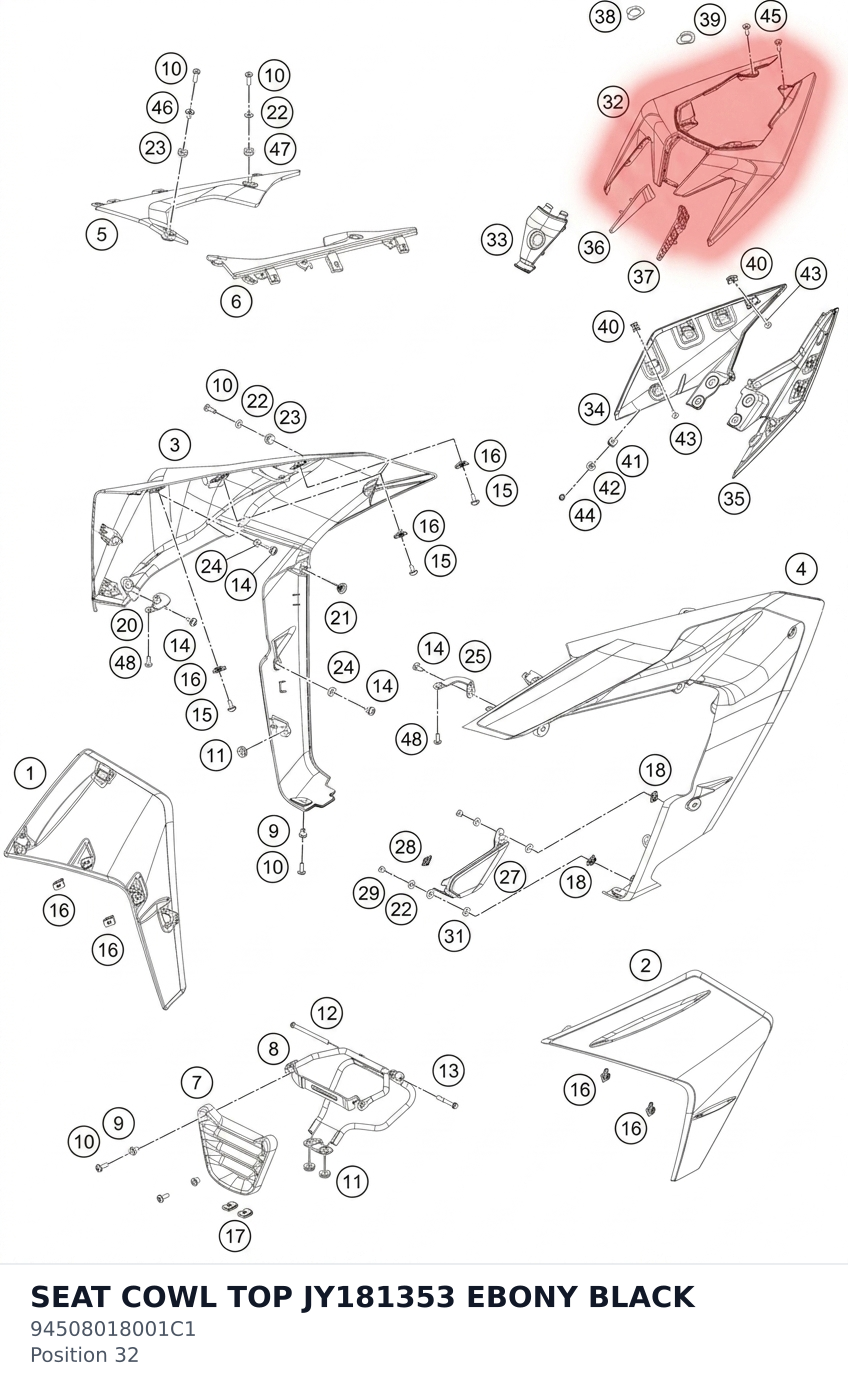 Diagram preview: SEAT COWL TOP JY181353 EBONY BLACK (94508018001C1)