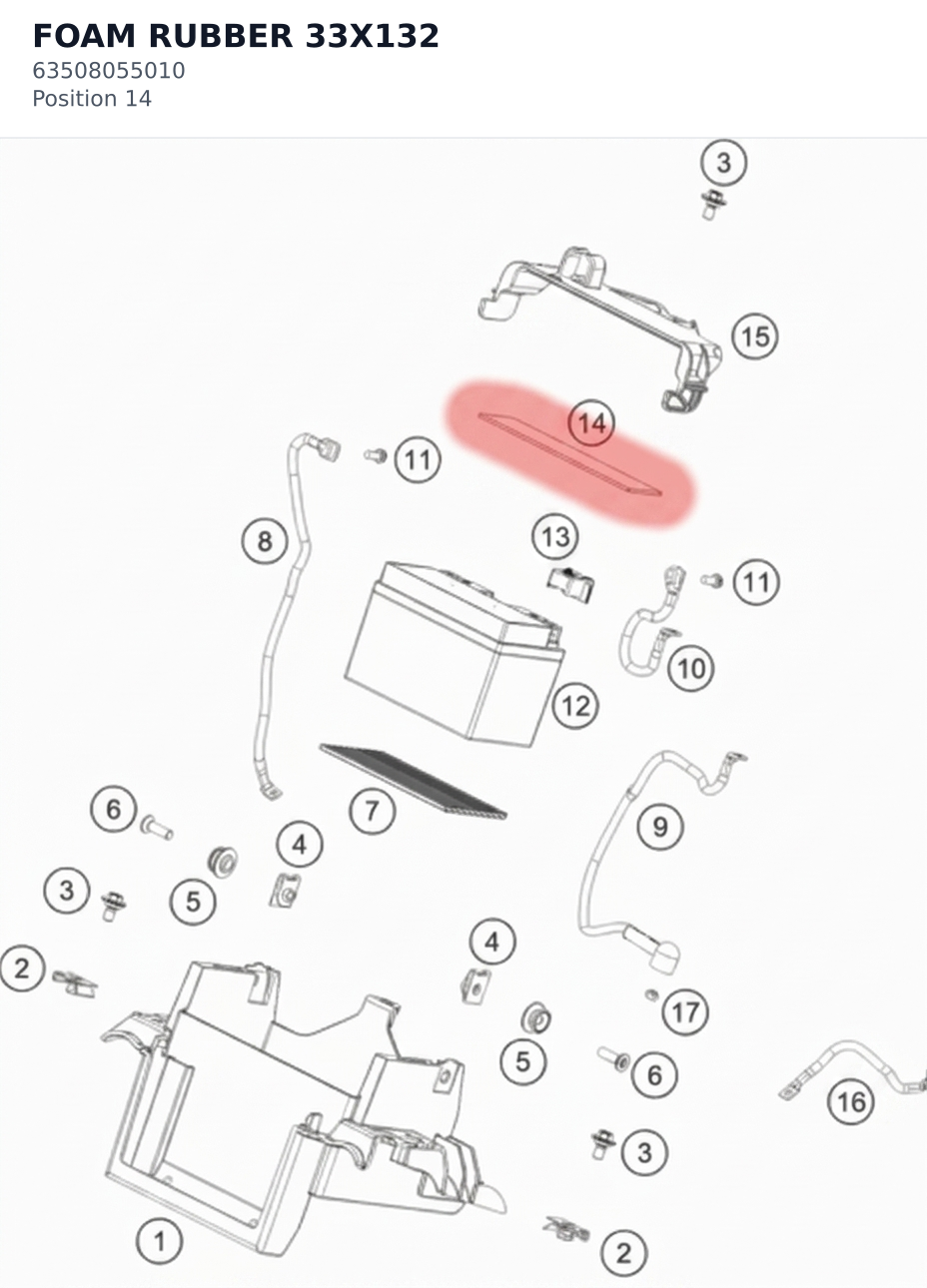 Diagram preview: FOAM RUBBER 33X132 (63508055010)