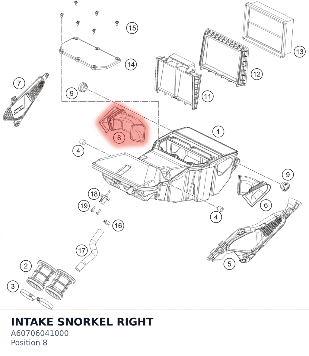 Diagram preview: INTAKE SNORKEL RIGHT (A60706041000)