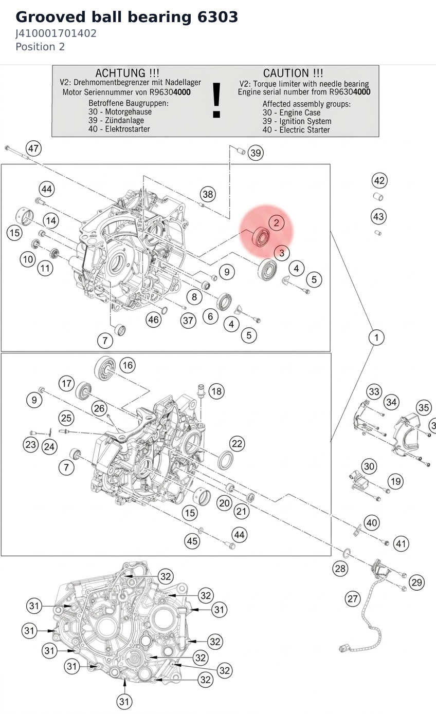 Diagram preview: Grooved ball bearing 6303 (J410001701402)