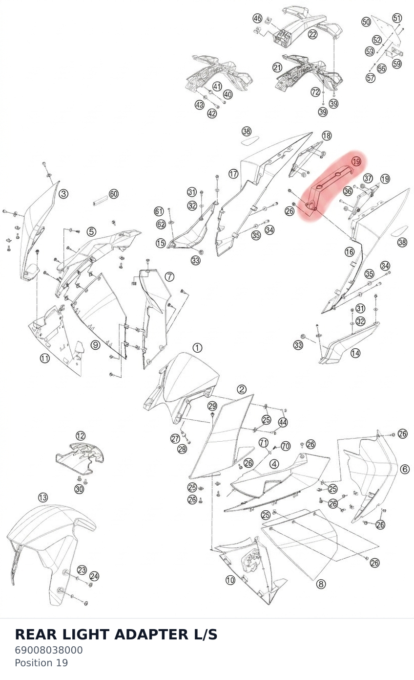 Diagram preview: REAR LIGHT ADAPTER L/S (69008038000)