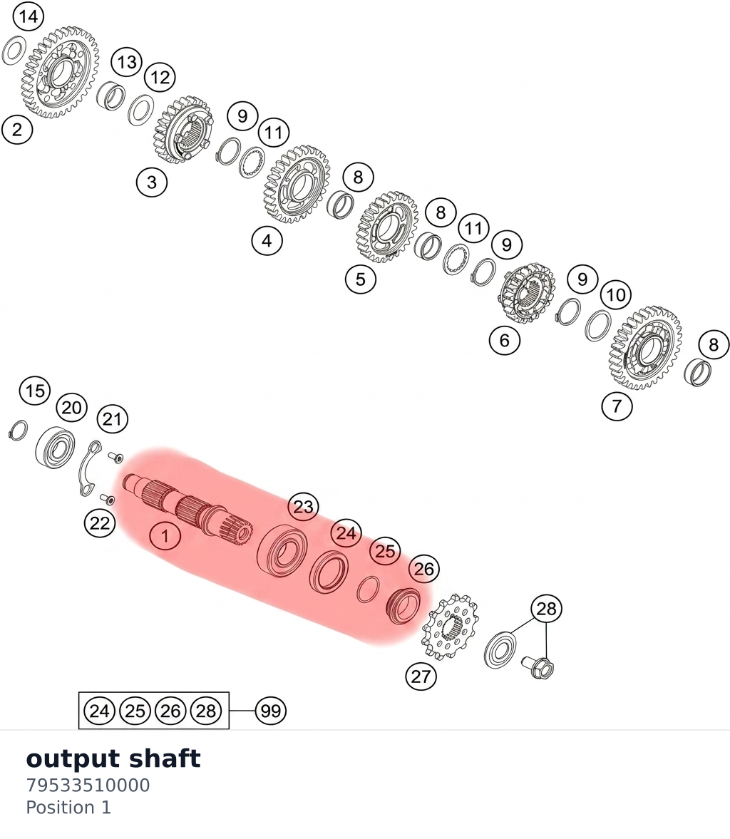 Diagram preview: output shaft (79533510000)