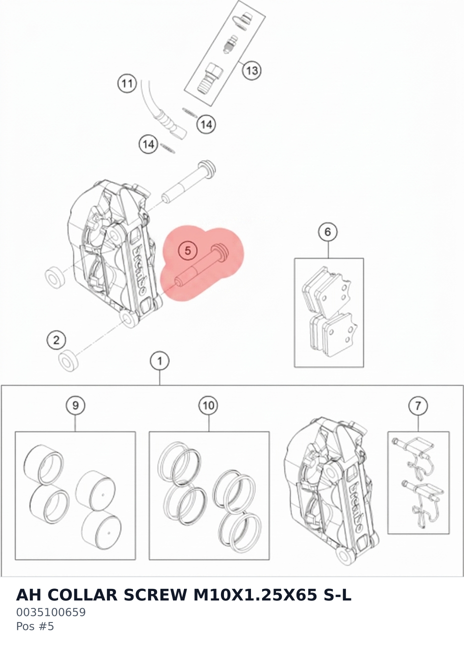 Diagram preview: AH COLLAR SCREW M10X1.25X65 S-L (0035100659)