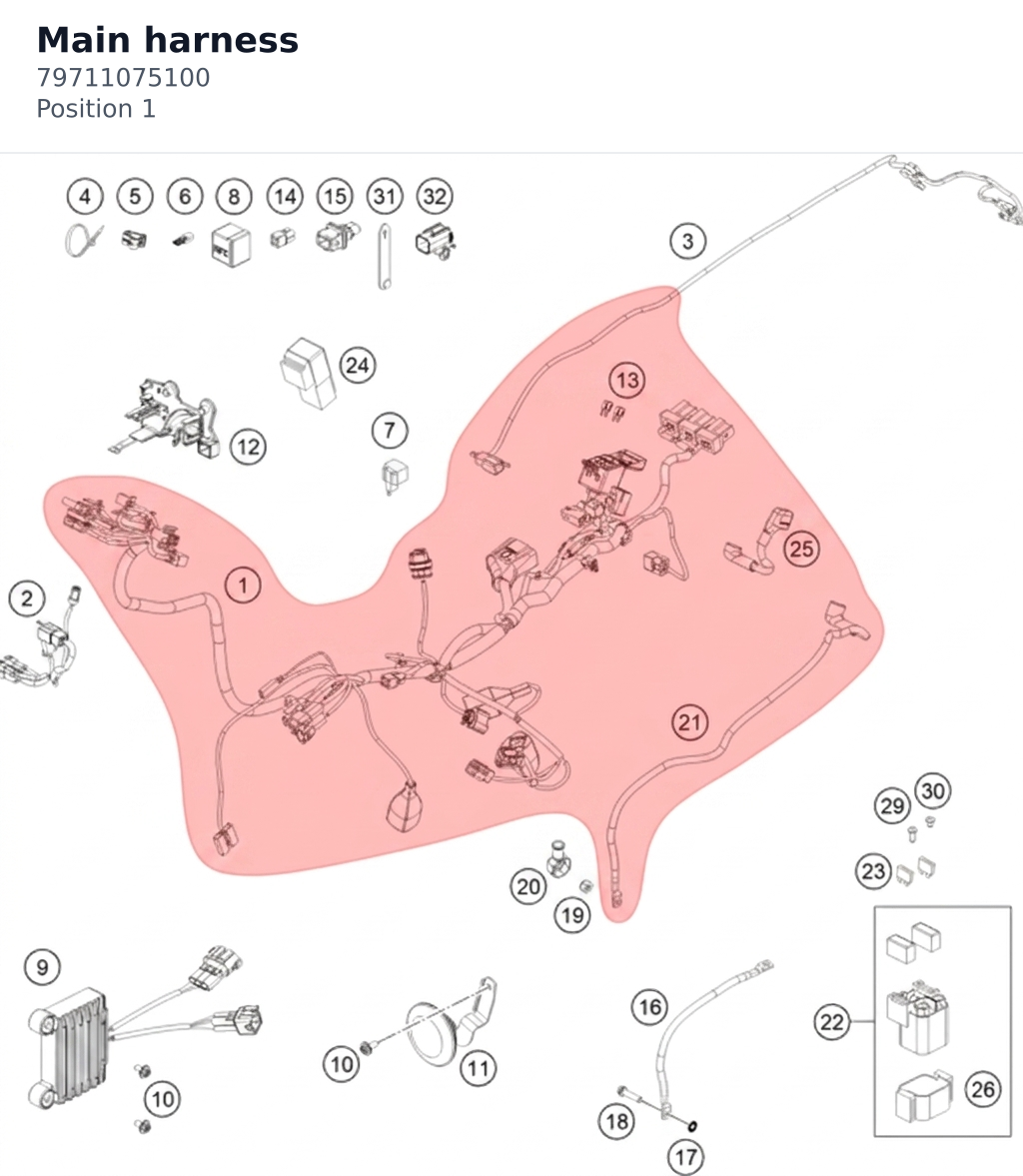 Diagram preview: Main harness (79711075100)