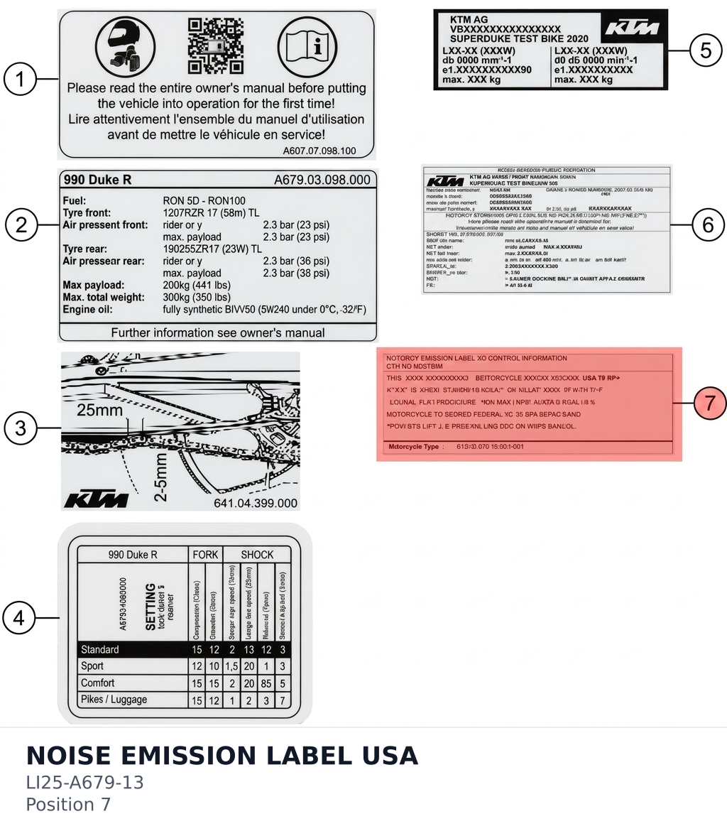 Diagram preview: NOISE EMISSION LABEL USA (LI25-A679-13)