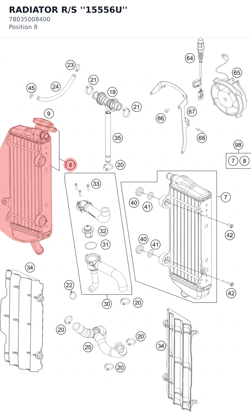 Diagram preview: RADIATOR R/S ''15556U'' (78035008400)