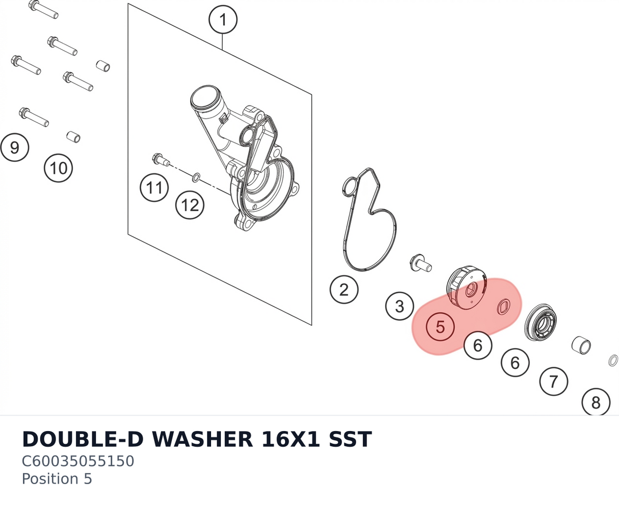 Diagram preview: DOUBLE-D WASHER 16X1 SST (C60035055150)