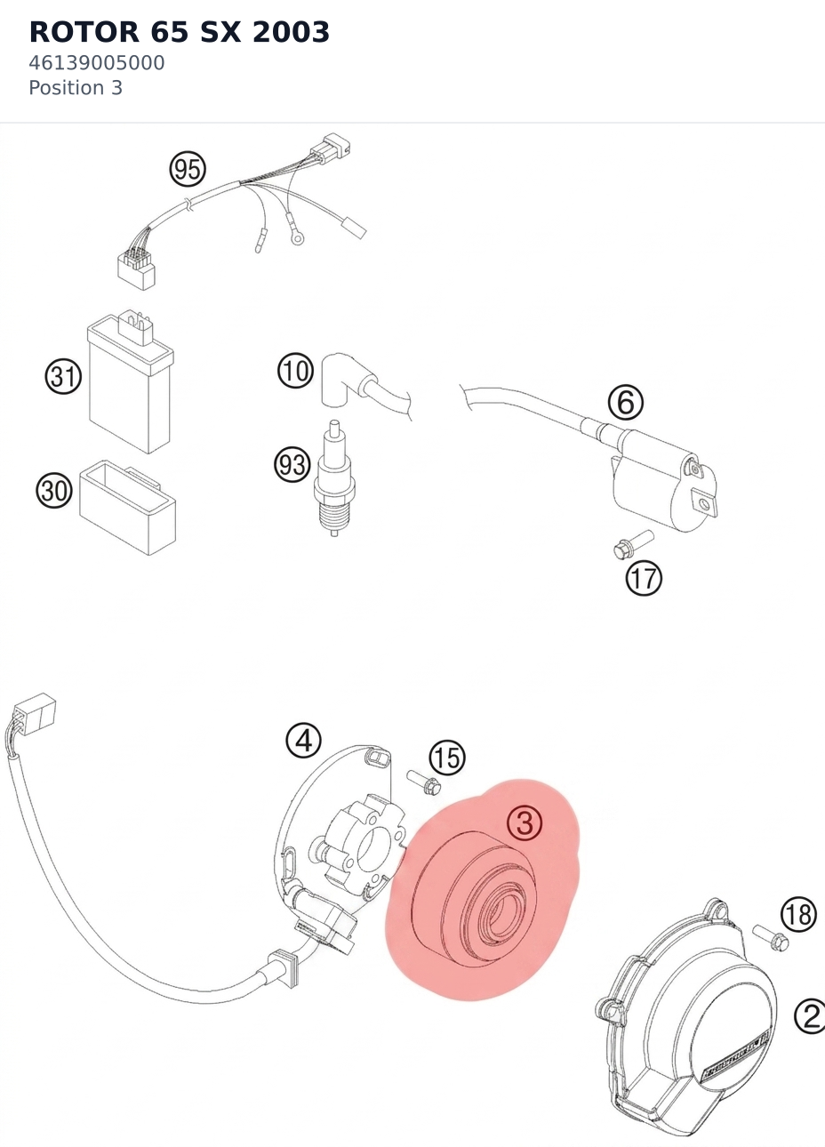 Diagram preview: ROTOR 65 SX 2003 (46139005000)