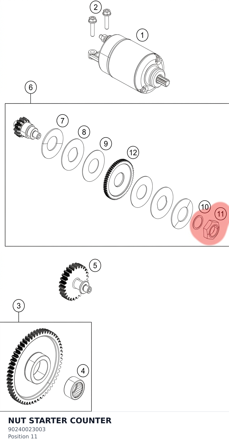 Diagram preview: NUT STARTER COUNTER (90240023003)