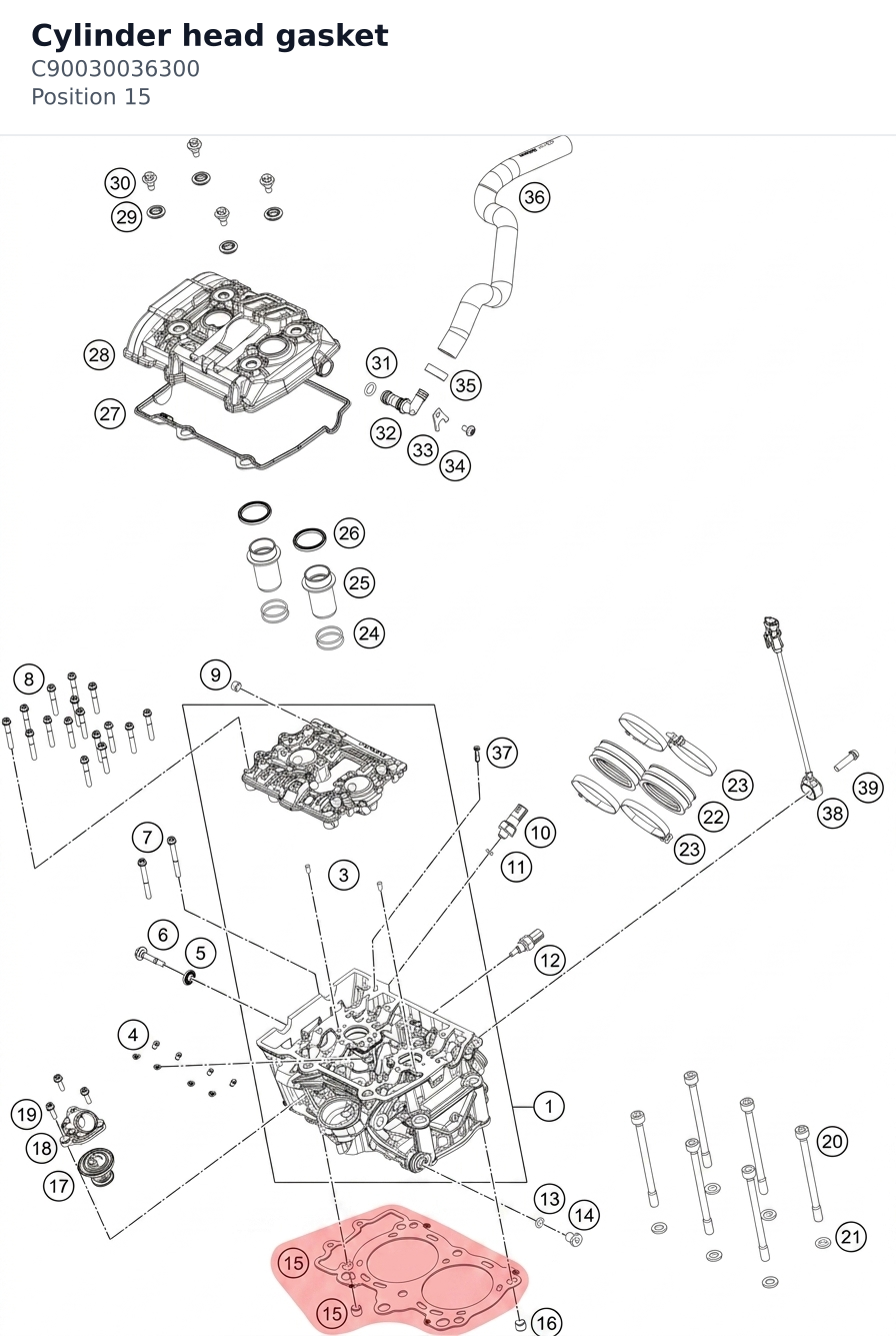 Diagram preview: Cylinder head gasket (C90030036300)