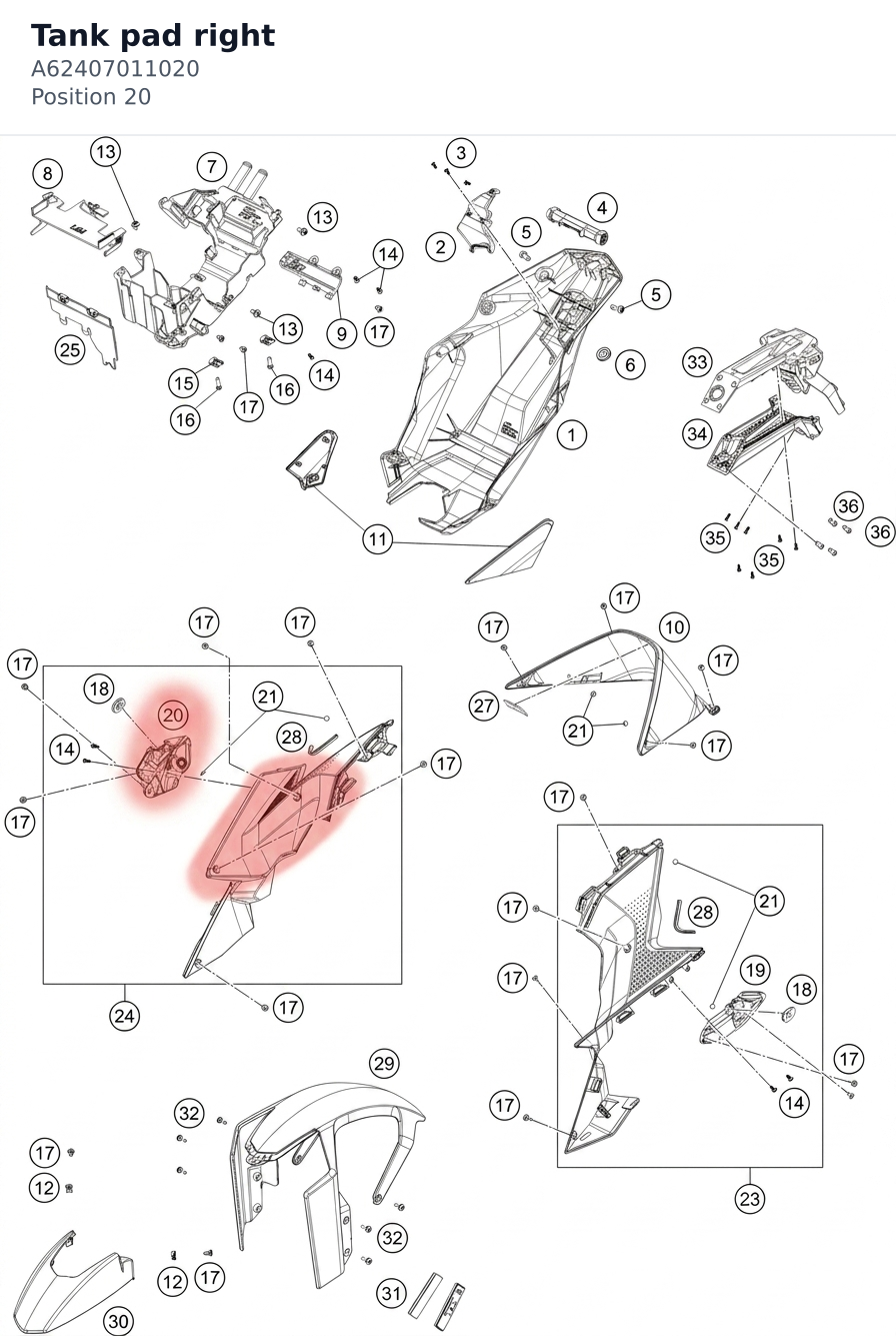 Diagram preview: Tank pad right (A62407011020)