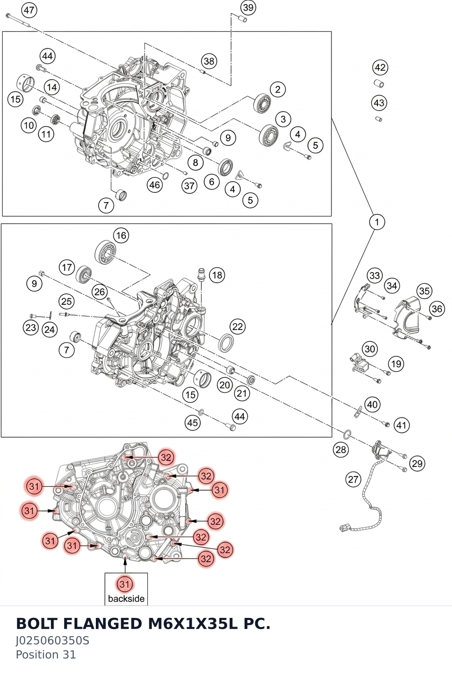 Diagram preview: BOLT FLANGED M6X1X35L PC. (J025060350S)