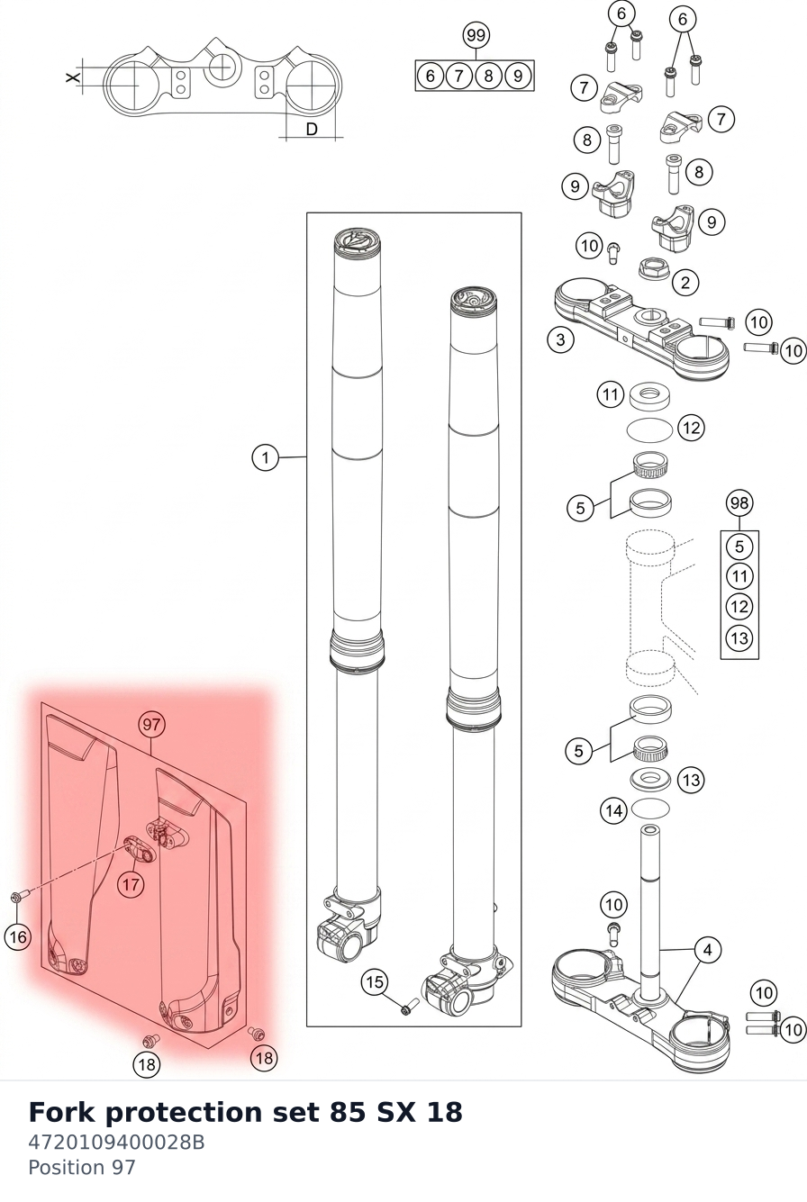 Diagram preview: Fork protection set 85 SX 18 (4720109400028B)