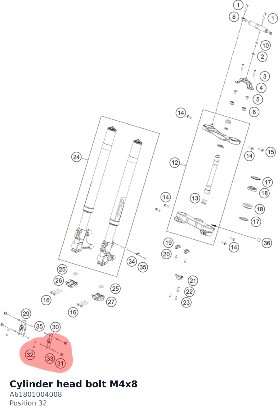 Diagram preview: Cylinder head bolt M4x8 (A61801004008)