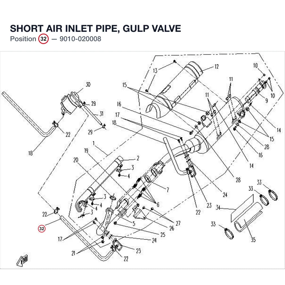 SHORT AIR INLET PIPE, GULP VALVE product image