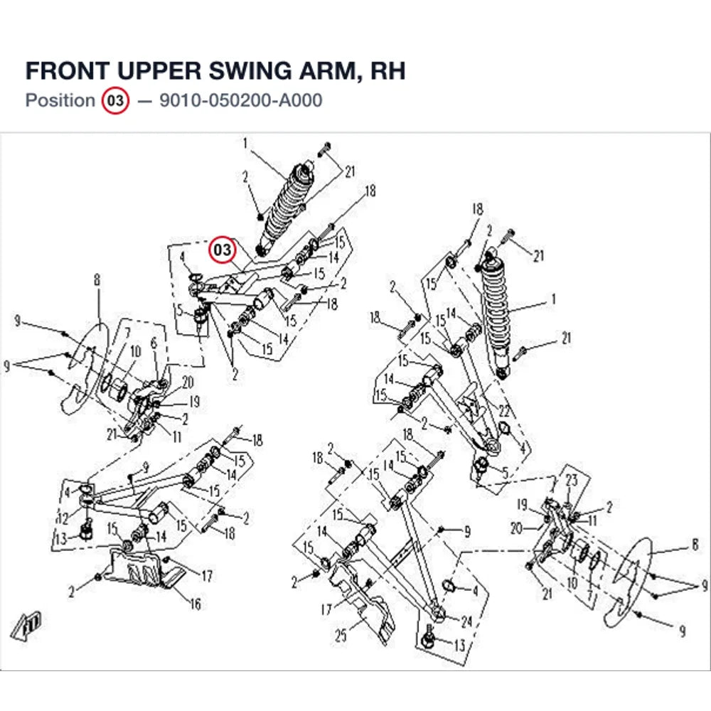 FRONT UPPER SWING ARM, RH product image
