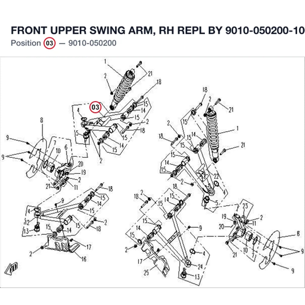 FRONT UPPER SWING ARM, RH REPL BY 9010-050200-10000 product image