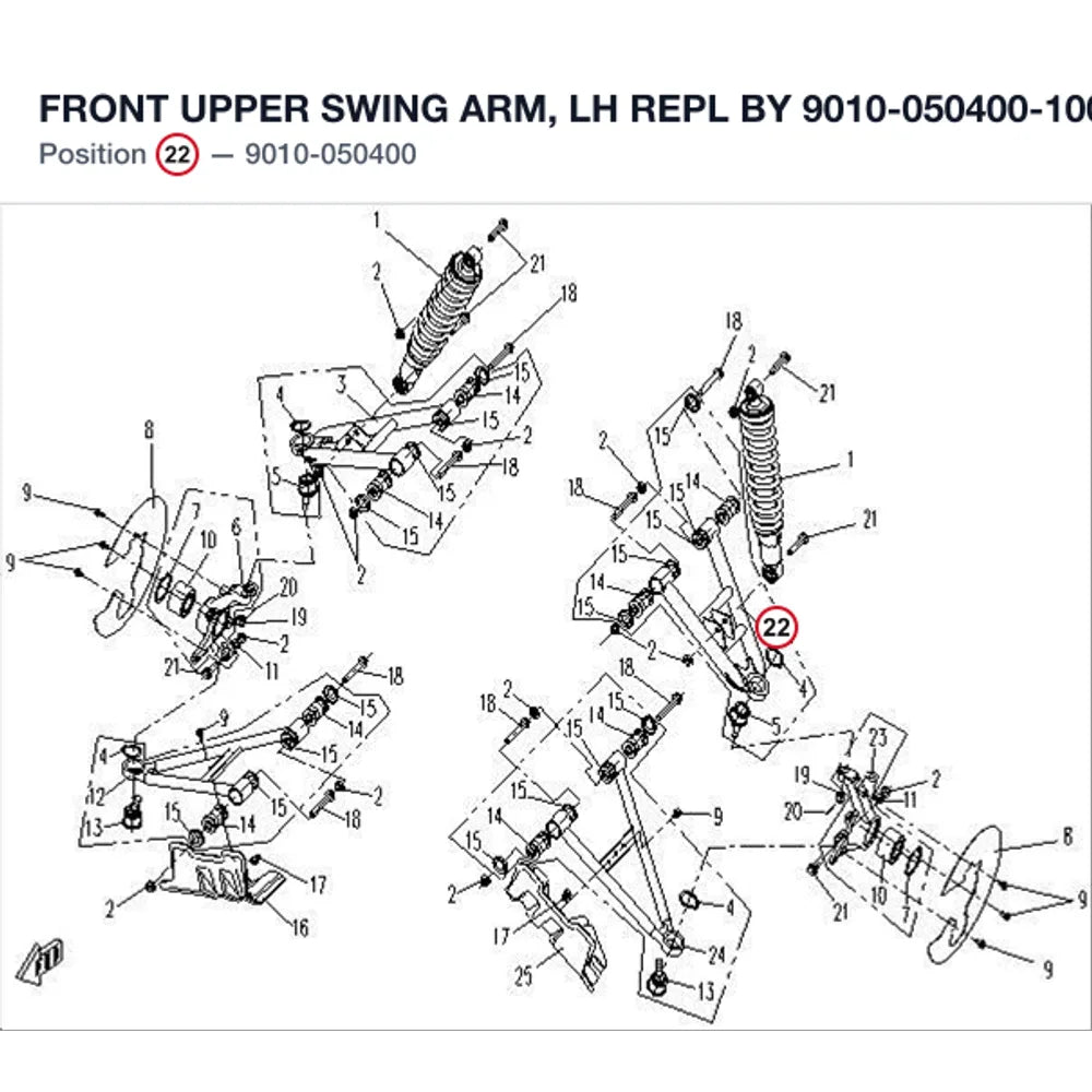 FRONT UPPER SWING ARM, LH REPL BY 9010-050400-10000 product image