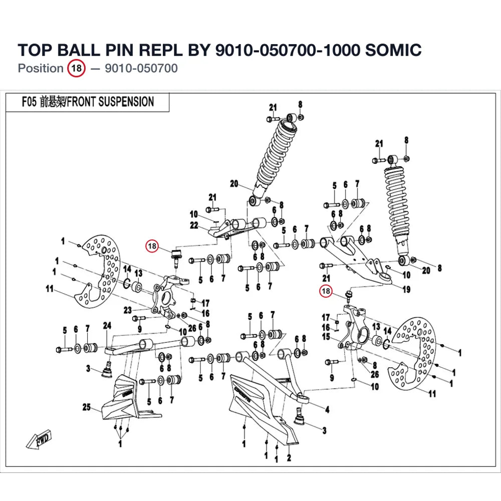 TOP BALL PIN REPL BY 9010-050700-1000 product image