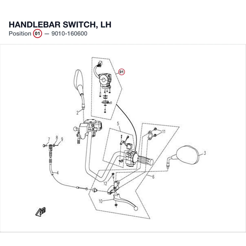 HANDLEBAR SWITCH, LH product image