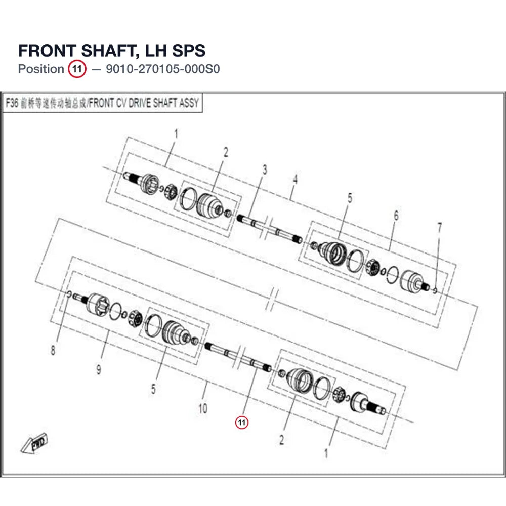 FRONT SHAFT, LH product image