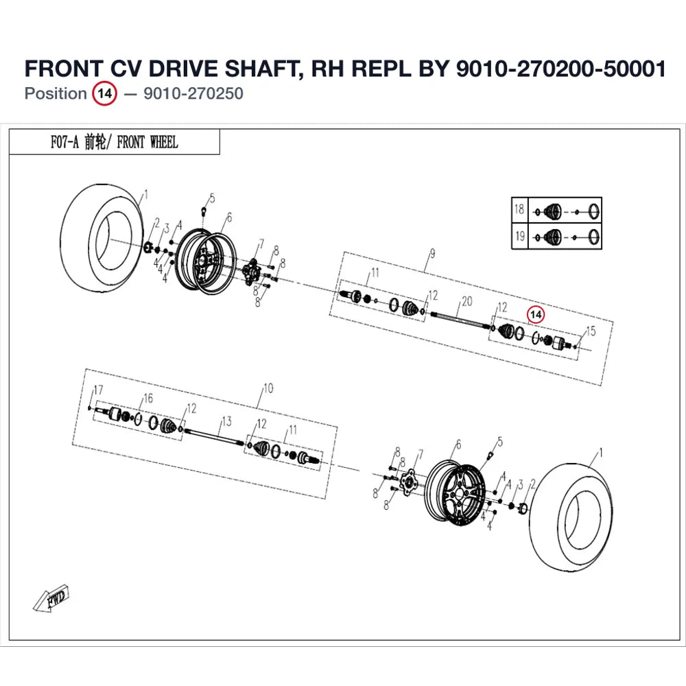 FRONT CV DRIVE SHAFT, RH REPL BY 9010-270200-50001 product image