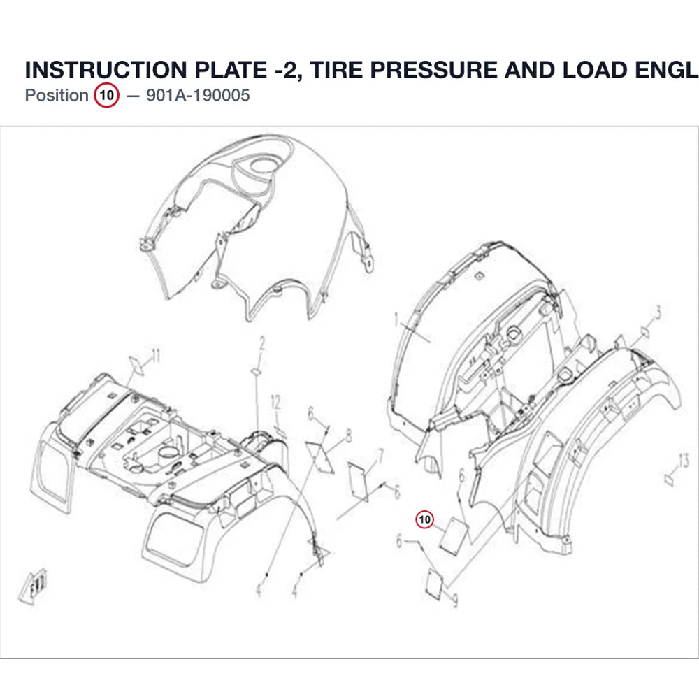 INSTRUCTION PLATE -2, TIRE PRESSURE AND LOAD product image