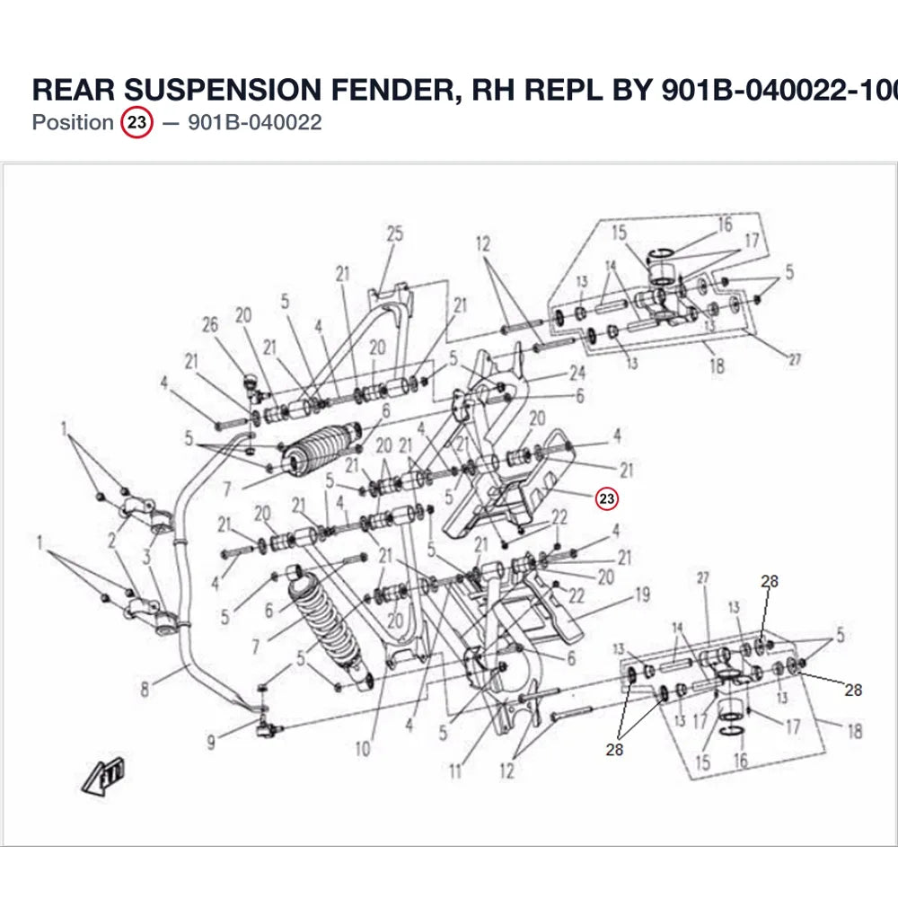 REAR SUSPENSION FENDER, RH REPL BY 901B-040022-10000 product image