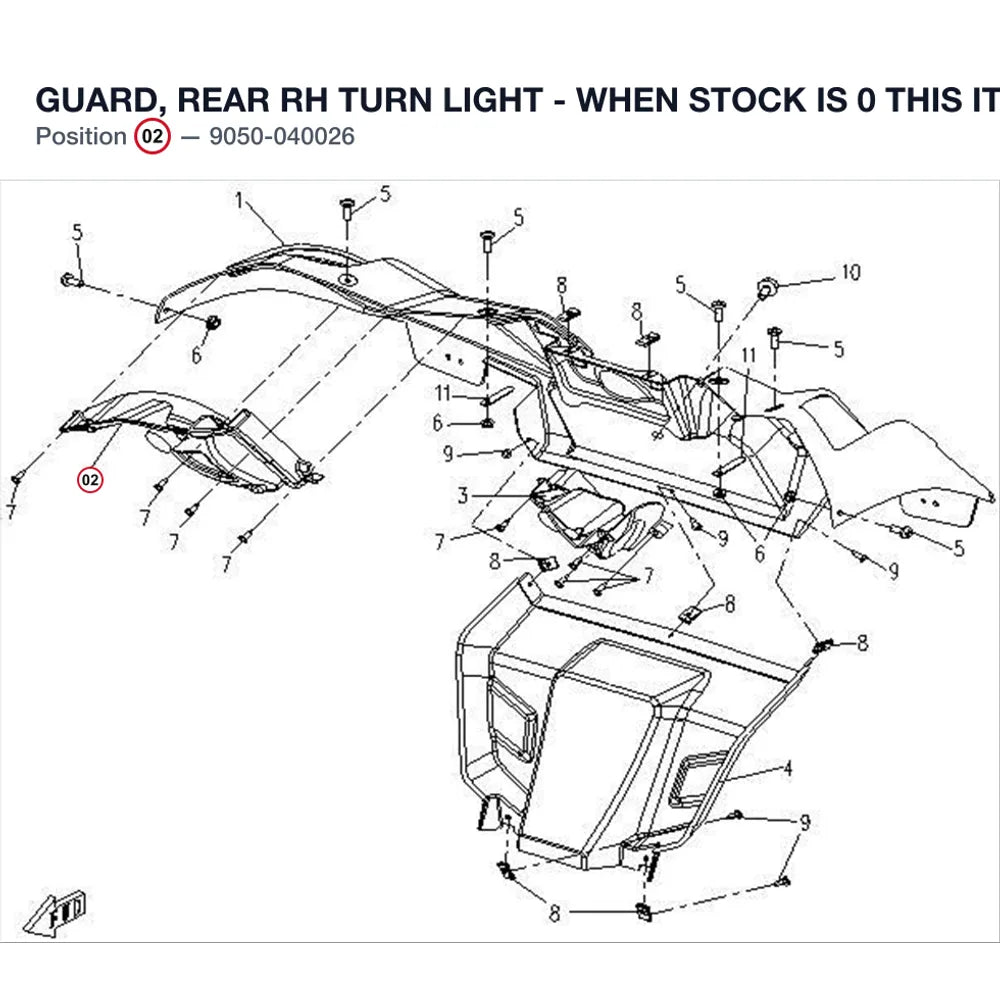GUARD, REAR RH TURN LIGHT - WHEN STOCK IS 0 THIS ITEM IS NO LONGER AVAILABLE product image