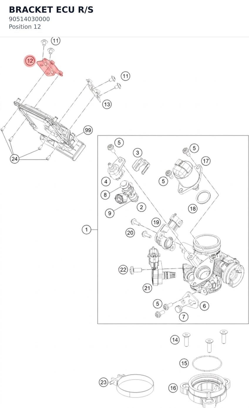Diagram preview: BRACKET ECU R/S (90514030000)