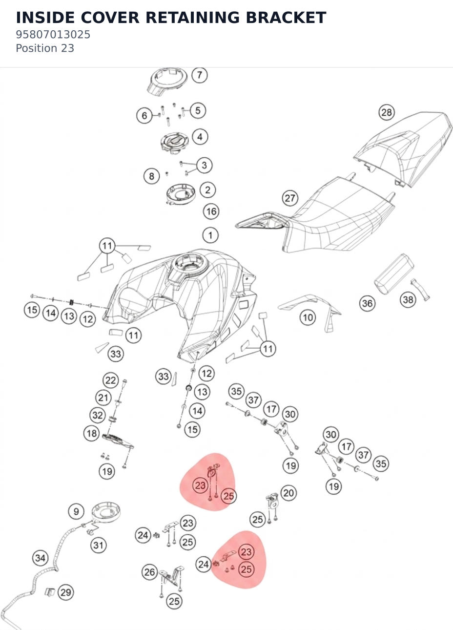 Diagram preview: INSIDE COVER RETAINING BRACKET (95807013025)