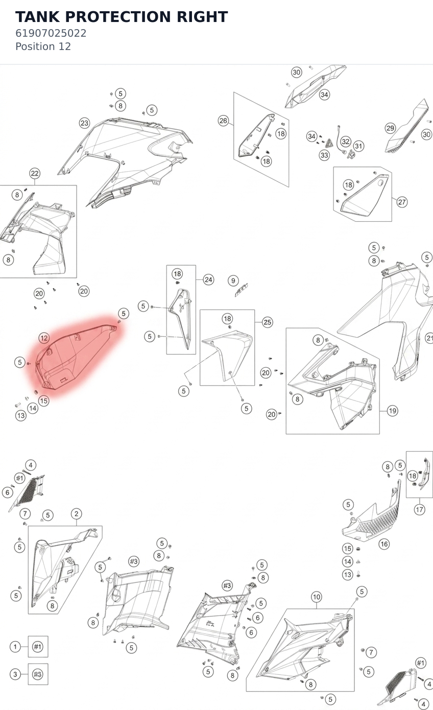 Diagram preview: TANK PROTECTION RIGHT (61907025022)