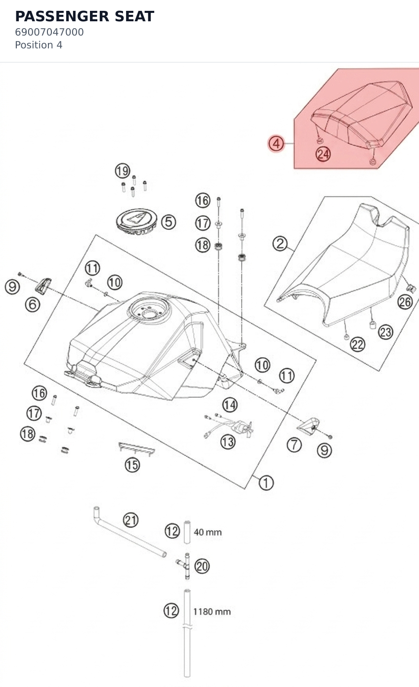Diagram preview: PASSENGER SEAT (69007047000)