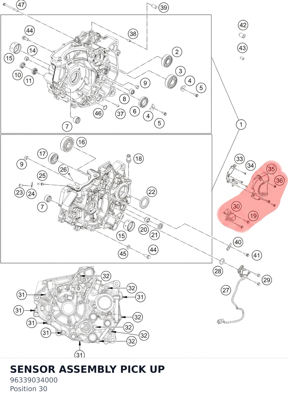 Diagram preview: SENSOR ASSEMBLY PICK UP (96339034000)