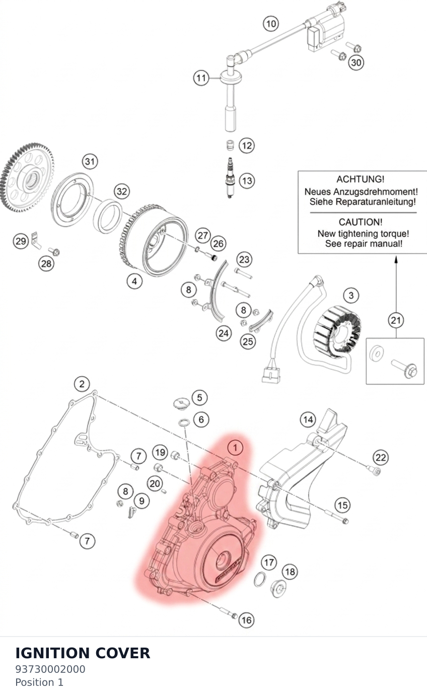 Diagram preview: IGNITION COVER (93730002000)
