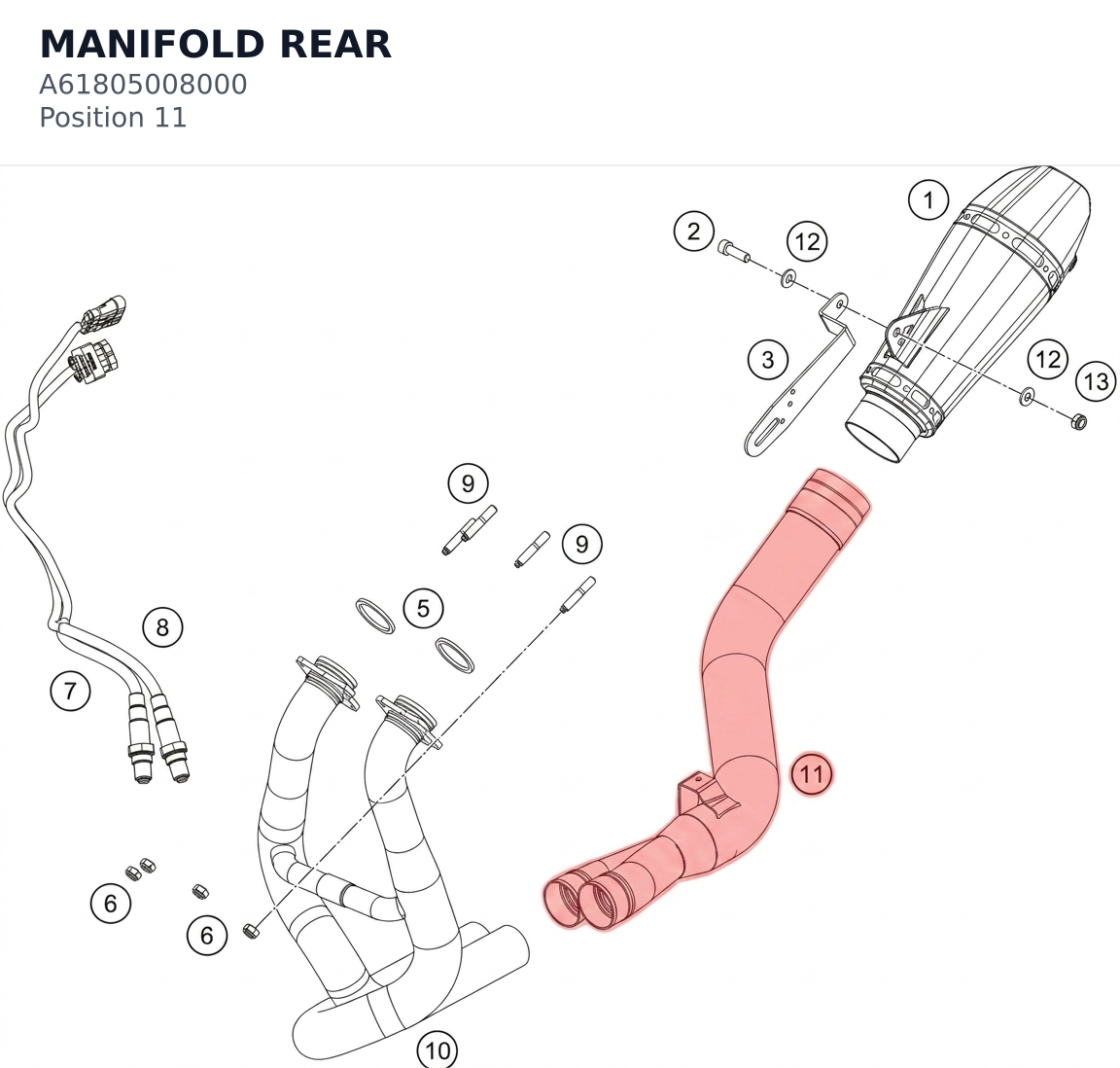 Diagram preview: MANIFOLD REAR (A61805008000)
