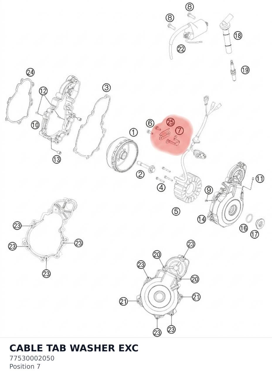 Diagram preview: CABLE TAB WASHER EXC (77530002050)