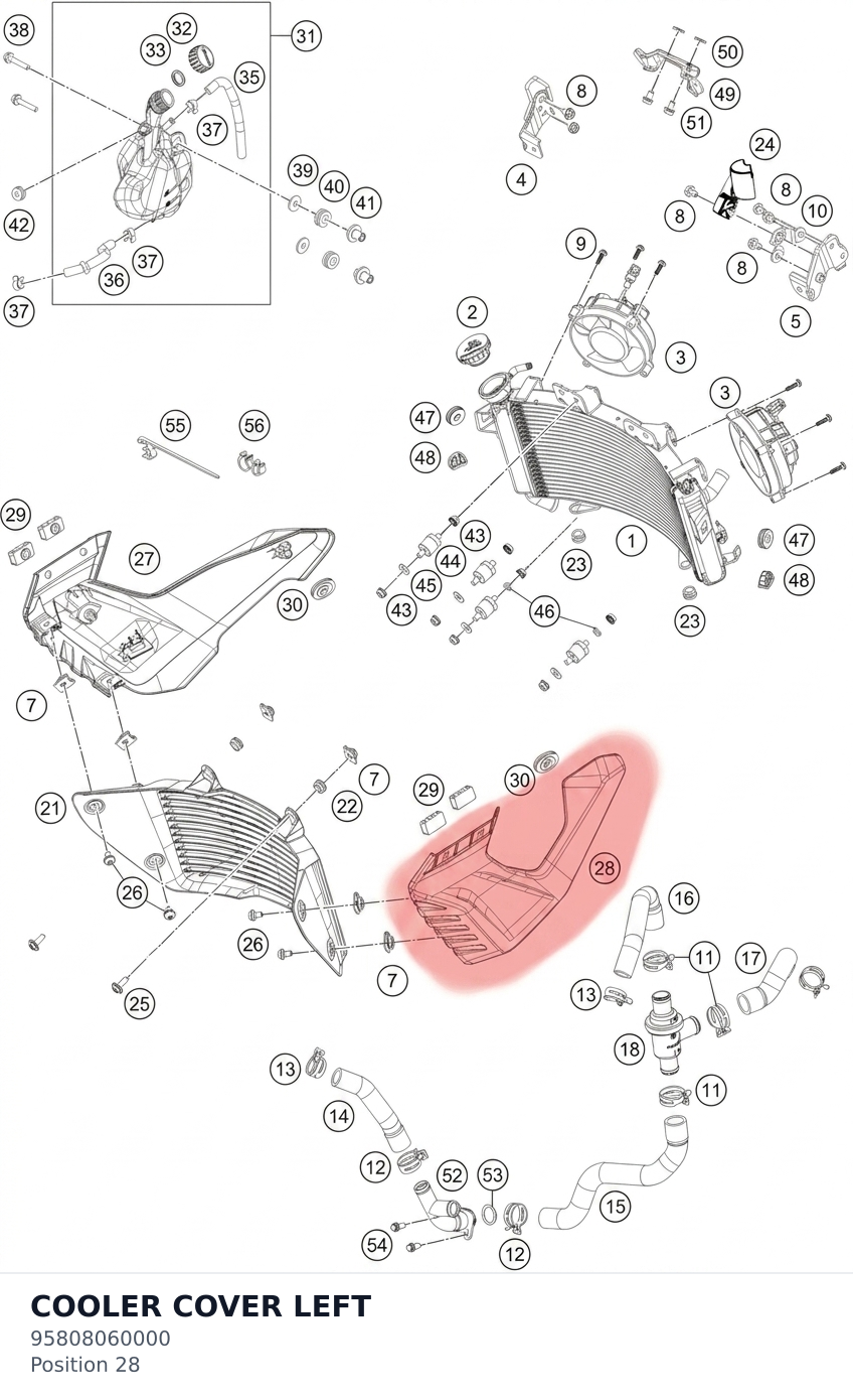 Diagram preview: COOLER COVER LEFT (95808060000)
