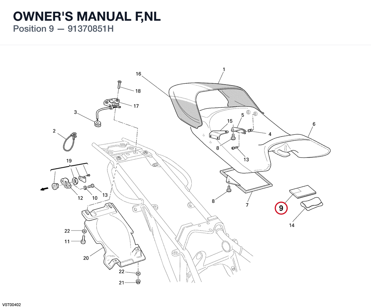 OWNER'S MANUAL F,NL 91370851H diagram position