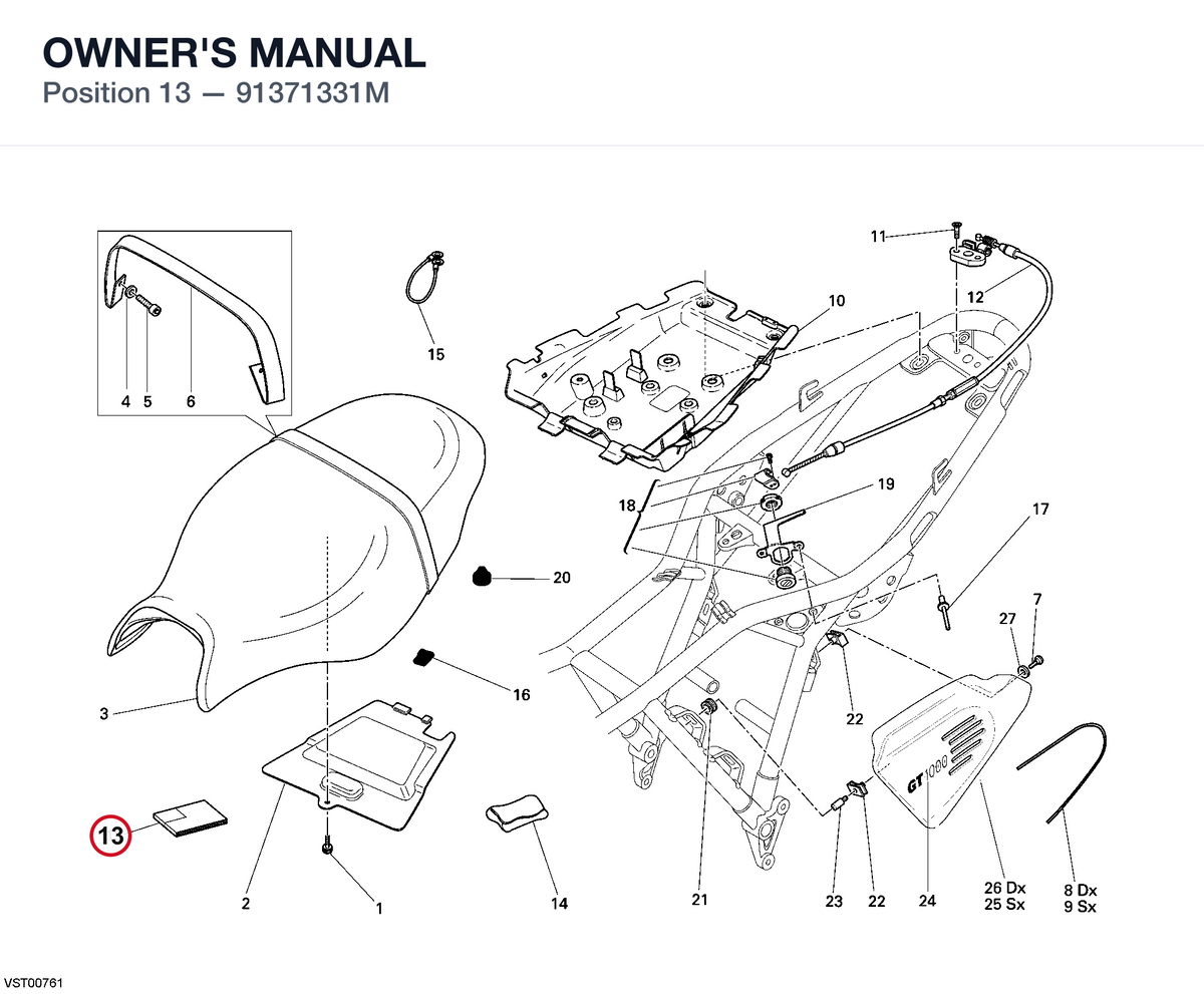 OWNER'S MANUAL 91371331M diagram position