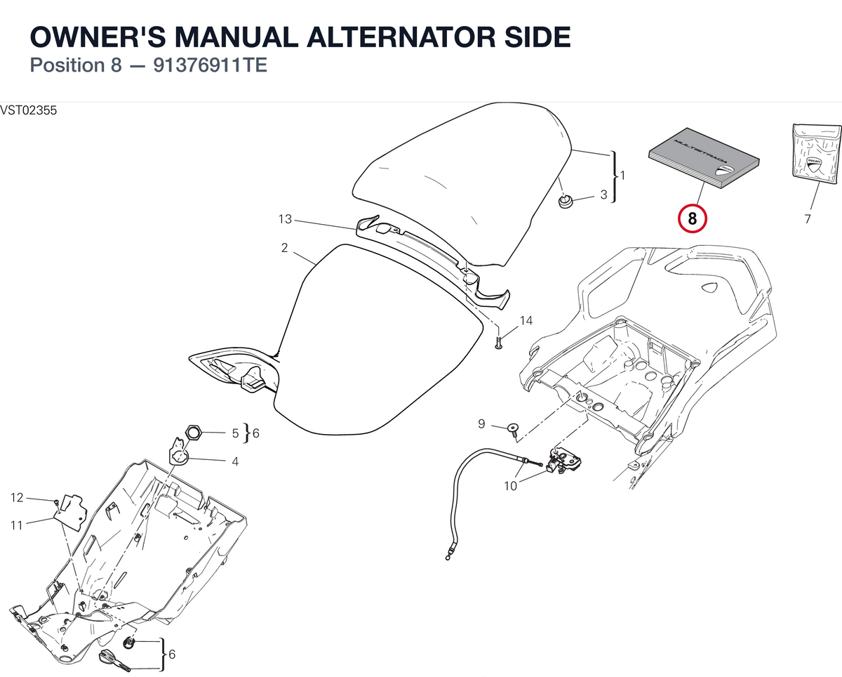 OWNER'S MANUAL ALTERNATOR SIDE 91376911TE diagram position