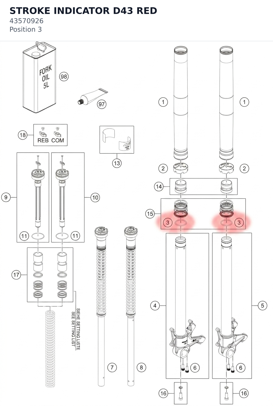 Diagram preview: STROKE INDICATOR D43 RED (43570926)
