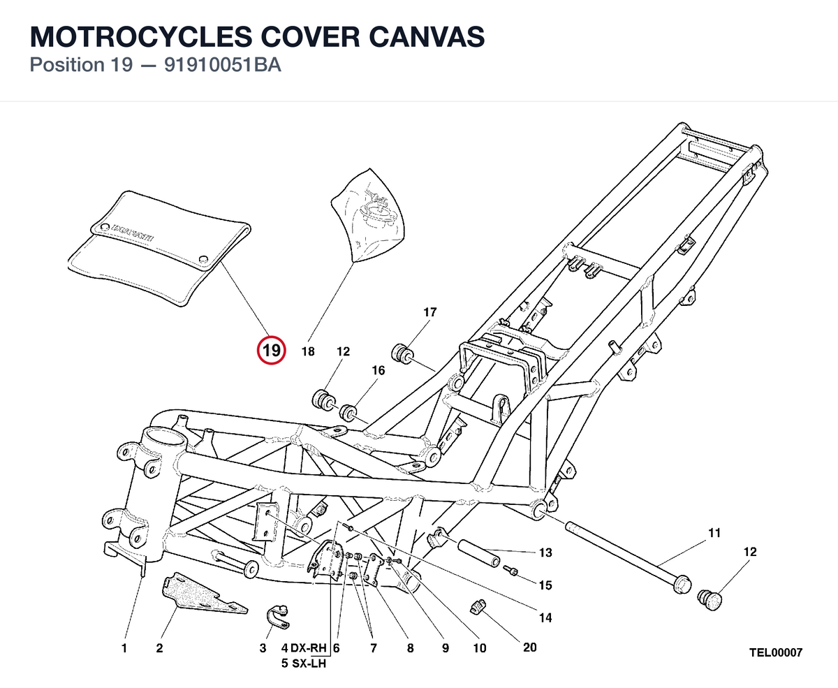 MOTROCYCLES COVER CANVAS 91910051BA diagram position