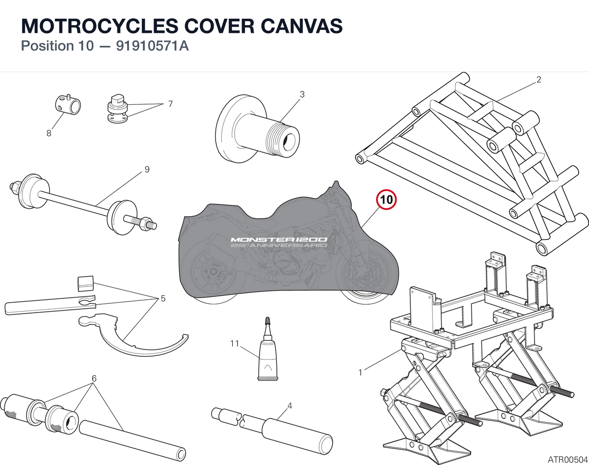 MOTROCYCLES COVER CANVAS 91910571A diagram position
